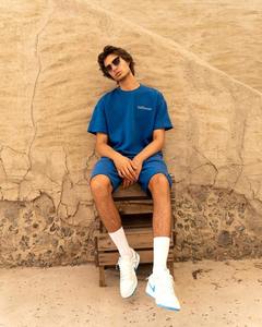 Conjunto de camiseta y pantalones cortos de alta calidad para hombre, chándal de verano personalizado, traje de sudor, conjunto de pantalones cortos Unisex, ropa boxy FIT para hombre, Color de contraste - Product Image 4