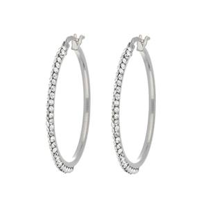 Pendientes de Aro Redondos de Cristal Blanco de Alta Calidad al por Mayor, Blancos de 20 mm, Chapados en Oro de 18 Quilates, Plata de Ley 925 - Product Image 1