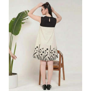 DEEBACO Vestido de algodón para mujer, corte A, largo por encima de la rodilla, festivo, elegante, cuello redondo, sin mangas, informal, a la moda, con estilo - Product Image 3