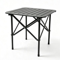 Table de camping portable en acier pliable avec sac de transport pour le camping, le pique-nique, le barbecue et la terrasse
