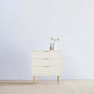 Mesita de noche moderna de alta calidad con 3 cajones de madera maciza para dormitorio del hogar - Product Image 2