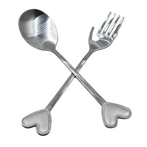 Ensemble de cuillères en acier inoxydable haut de gamme plaqué or et argent avec manche en zigzag épais et complet Simplicité pour salade et soupe - Product Image 2