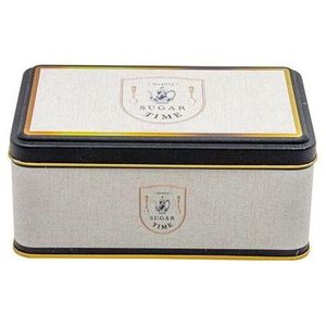 Kontensan 1.6L Boîte de rangement rectangulaire en métal de style vintage inspiré du café, texture lin, 115x190x80 mm, Turquie - Product Image 2