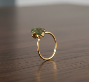 Handmade 925 Sterling Silver <b>Ring</b> Rugged <b>Peridot</b> Classic Style Electroplated Gold Boho Style Birthday Anniversary Gift - Product Image 4