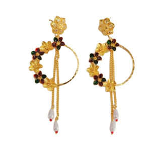 ต่างหูชุดขายส่ง ดีไซน์แบบดั้งเดิม ชุบทอง 22CT สไตล์จุมก้า เครื่องประดับสำหรับผู้หญิง ผลิตโดยผู้ส่งออก - Product Image 2