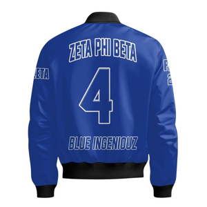 Chaqueta de Satén para Mujer Zeta Phi Beta, Azul y Blanca, Ropa Griega ZPB, Bordado con el Escudo de la Hermandad de 1920, Estilo Universitario Premium - Product Image 2