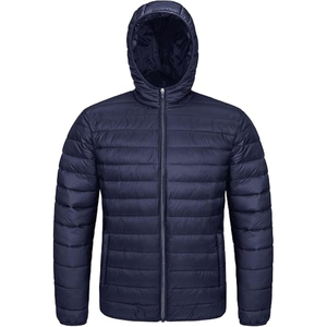 Veste matelassée d'hiver grande taille à la mode pour hommes, veste d'extérieur à capuche d'hiver rembourrée technique tissée à bulles - Product Image 2