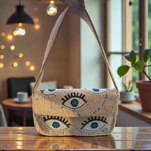 Sac à main décontracté en perles de verre multicolores certifié MS Handicraft, fait à la main en Inde, sac baguette personnalisé en perles - Product Image 2