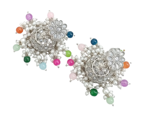 Boucles d'oreilles Jhumka rose bébé plaqué argent | Bijoux de mode indiens traditionnels pour femmes | Boucles d'oreilles ethniques en gros - Product Image 4