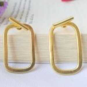 Brass Handmade Gold Plated Stud <b>Earrings</b> with Zircon <b>Pearl</b> <b>Diamond</b> - Product Image 1