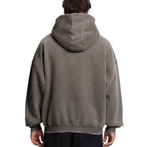 Sudadera con Capucha y Cierre de Cremallera para Hombre, Lavado Ácido, Corte Regular, Felpa, 100% Algodón, Transpirable, Secado Rápido, Servicio OEM - Product Image 4