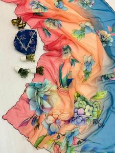 Beautiful Soft <b>Star</b> Georgette Silk Quick Dry Party Wear <b>Mirror</b> Work Saree Collection for Graduation - Product Image 3