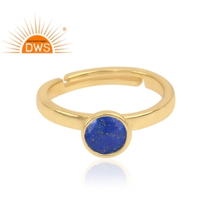 Best Selling Sterling Silver 18K Gold Plated Natural <b>Lapis</b> <b>Lazuli</b> Gemstone Stackable <b>Ring</b> Demi Fine Jewelry Manufacturer - Product Image 3