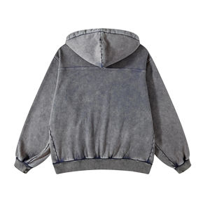 Veste de travail 100% coton avec doublure surdimensionnée poids lourd délavé travailleur veste à capuche fermeture éclair lavage à l'acide à capuche Logos imprimés - Product Image 4