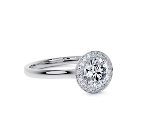 แหวนแต่งงานและหมั้นเพชรทรงกลมสีเหลืองทองคำขาว 10k เพชรเลี้ยงในห้องปฏิบัติการ ของขวัญสำหรับเธอ - Product Image 3