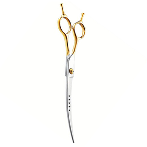 Ciseaux de toilettage pour animaux de compagnie à poignée couleur dorée lames incurvées en acier inoxydable 7 pouces ciseaux de toilettage pour la beauté - Product Image 3