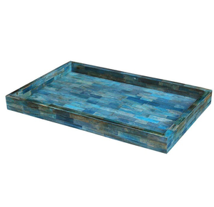 Hotel and Restaurant Rectangular Bone Inlay Food Serving Tray with Metal Handles Stylish Tableware Accessory <b>for</b> <b>sale</b> - Product Image 5