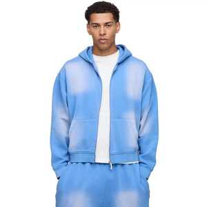 High Quality Men's Hooded Casual Solid Zipper Sweatsuit 100% Cotton Breathable Eco-Friendly Winter <b>Tracksuit</b> - Product Image 1