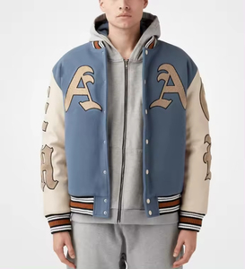 2024 ODM Customized High Quality Chenille Embroidery LOGO Baseball <b>Lettering</b> Leather Sleeve HIGH STREET Varsity <b>Jacket</b> for <b>Men</b> - Product Image 2