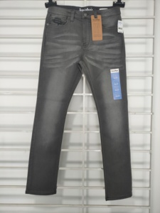 กางเกงยีนส์ทรงตรงเข้ารูปปกติของผู้ชายผ้าฝ้าย100% ซักออกแบบได้ตามต้องการมีสีเข้มสำหรับฤดูใบไม้ร่วงฤดูร้อน - Product Image 2