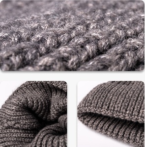 Jacquard Unisex cálido grueso invierno liso algodón Cachemira punto puños gorro calavera para hombres y mujeres fábrica al por mayor gorro - Product Image 6