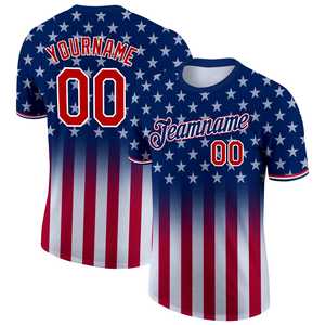 Fabriqué en usine personnaliser Logo USA drapeau unisexe manches courtes t-shirt séchage rapide Poly coton O cou demi manches été imprimé chemise - Product Image 1