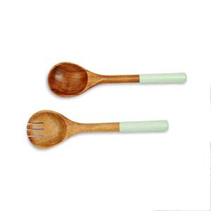 Ensemble de serveurs à salade avec manche en résine, ensemble d'outils de cuisine en bois de mangue d'acacia naturel disponible en Inde - Product Image 6