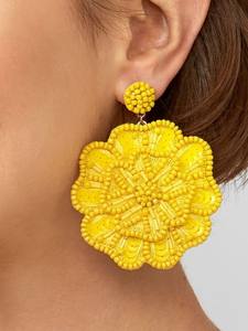 Handmade Glass Beads Fabric Women's <b>Fashion</b> <b>Drop</b> <b>Earrings</b> with Lock Shape for Anniversary Occasions - Product Image 4