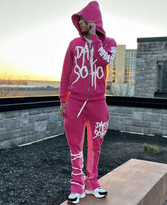 Survêtement personnalisé avec logo, poids lourd, pour hommes, ensemble de sweat-shirt et de pantalon de survêtement de haute qualité - Product Image 4