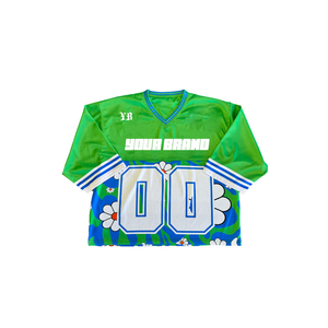 Camiseta personalizada con cuello en V para hombre, camiseta de malla cuadrada extragrande de secado rápido con estampado completo, camiseta transpirable de talla grande para fútbol, baloncesto y fútbol - Product Image 2