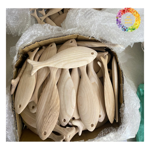 Poisson en bois non fini pour l'artisanat, décoration de la maison, poisson en bois non fini fait à la main, forme de poisson en bois peint - Product Image 5