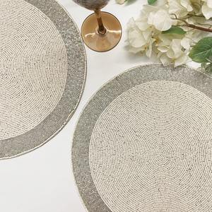 Recently Arrived Handmade Embroidery Beaded Placemat 12x12 Inches Unique Designer Eco-Friendly Modern Luxury <b>Glass</b> Beads Merry - Product Image 6