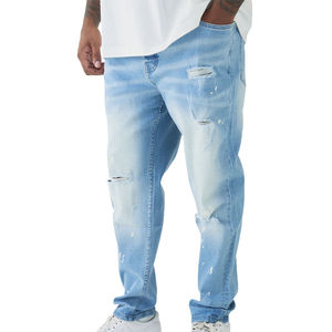 2025 New <b>Men</b> <b>Loose</b> Unisex Straight Wide Leg High Street Washed Solid Color Cotton Autumn Plus Size Denim <b>Trousers</b> Jeans Pants - Product Image 1