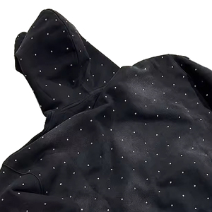 Alta calidad térmica 100% algodón Streetwear sudaderas con capucha Puff impresión Ácido lavado Rhinestone de gran tamaño personalizado Unisex sudaderas con capucha - Product Image 4