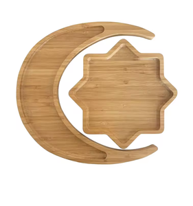Plateau de service alimentaire en bambou écologique, plateau de rangement en forme de lune et d'étoile pour le petit-déjeuner, fête, festival EID, en vente - Product Image 3