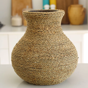 Vase à cône en jonc de mer fabriqué au Vietnam matériau écologique pour la décoration intérieure et la décoration de la vaisselle en gros - Product Image 1
