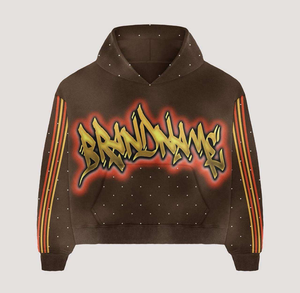 Custom Manufacturer's Plus Size Men's <b>Hip</b> Hop Breathable Streetwear Sunfaded Elastic Waist Heavyweight Rhinestone Tracksuit - Product Image 4