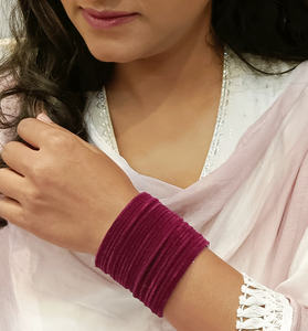 Indian Bangles <b>Set</b> Bollywood Plain Metal Velvet Bangle Bracelets Costume Jewelry for Women & <b>Girls</b> (<b>Set</b> of 24) - Product Image 4