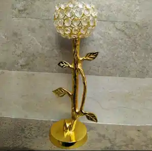 Centrotavola per candelabri da sposa per la decorazione della tavola portacandele in cristallo prezioso portacandele in piedi portacandele Diwali Diya