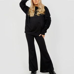 OEM Logo personnalisé de haute qualité 100% coton hommes survêtements évasés poids lourd hommes sweat à capuche zippé avec casseroles évasées - Product Image 4