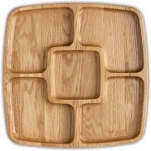 Assiette en bois avec compartiments pour adultes, section compartimentée - Product Image 5
