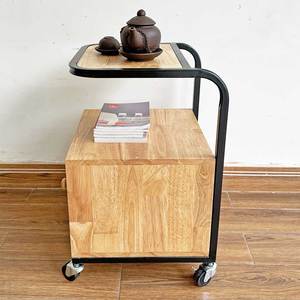 Mesa de Noche Inteligente de Diseño Moderno TDG68053, 40x40x55cm, Madera de Caucho con Estructura de Hierro para Dormitorio o Apartamento - Product Image 5
