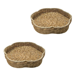 ถาดดอกไม้ทำจากผักตบชวา ขายส่งจากเวียดนาม ถาดเสิร์ฟลายดอกไม้ทำมือ ตะกร้าผลไม้สไตล์โบโฮ ของตกแต่งบ้าน งานฝีมือ - Product Image 6