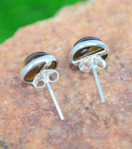 925 argent Sterling oeil de tigre pierres précieuses boucles d'oreilles bijoux à la main en argent Boho Style boucles d'oreilles bijoux pour femmes cadeau de mariage - Product Image 2