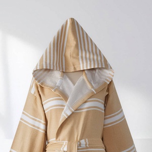 Peignoir turc à rayures larges avec doublure en tissu éponge, à capuche, 4 couleurs - Product Image 6