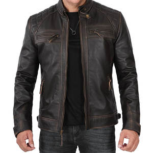 Chaqueta de Cuero Impermeable para Hombre, Estilo Urbano, Corte Ajustado, Ecológica, Resistente al Viento, Diseño Moderno - Product Image 1