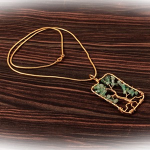Rectangle Winding <b>Tree</b> Life 18k Gold Plated White Gold Sterling Silver Brass Handmade Pendant Necklace Jade Stones Chakra - Product Image 2