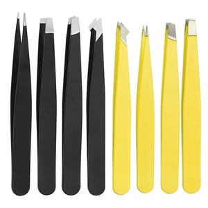Pinzas de cejas negras de acero inoxidable profesionales al por mayor de fábrica 4 estilos disponibles inclinados y puntiagudos para uso de belleza - Product Image 2
