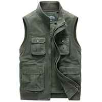 Automne hommes décontracté coton toile gilet veste grande taille sans manches tactique photographe manteau avec PCS-R-153 multi-poches