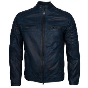 Chaqueta de cuero de oveja de alta calidad para hombre 2025, talla personalizable, chaqueta de invierno para motocicleta con cuello levantado - Product Image 2
